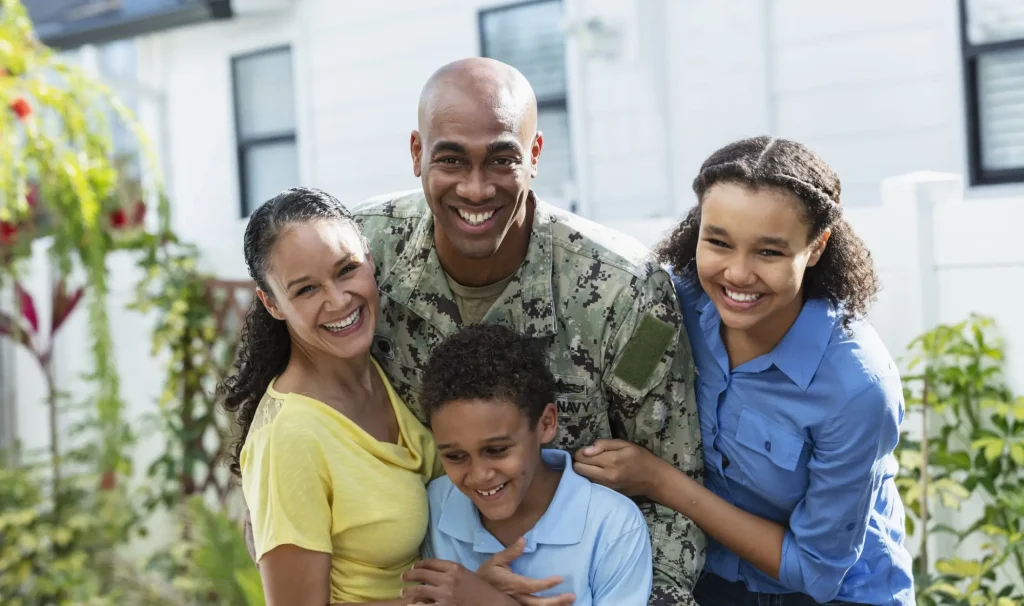 Veteran and military spouse with two children