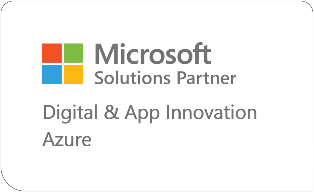 Microsoft Solutions Partner logo for Digital & App Innovation Azure with four colored squares forming a larger square on the top left.