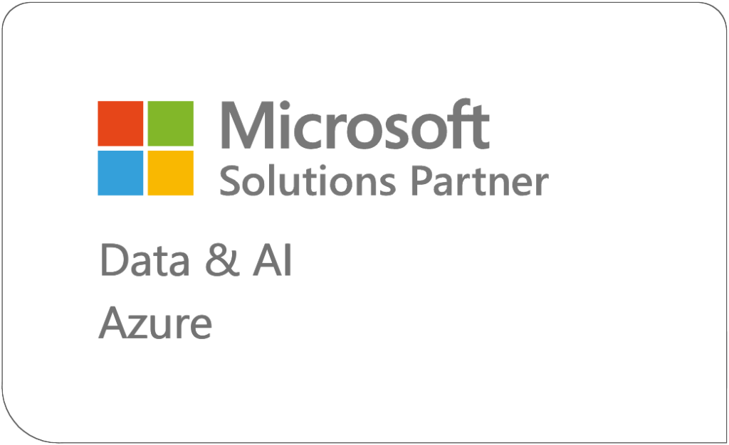 A Microsoft Solutions Partner logo indicates certification for Data & AI as well as Azure services.