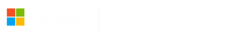 Logos of Microsoft and Calian side by side on a black background.