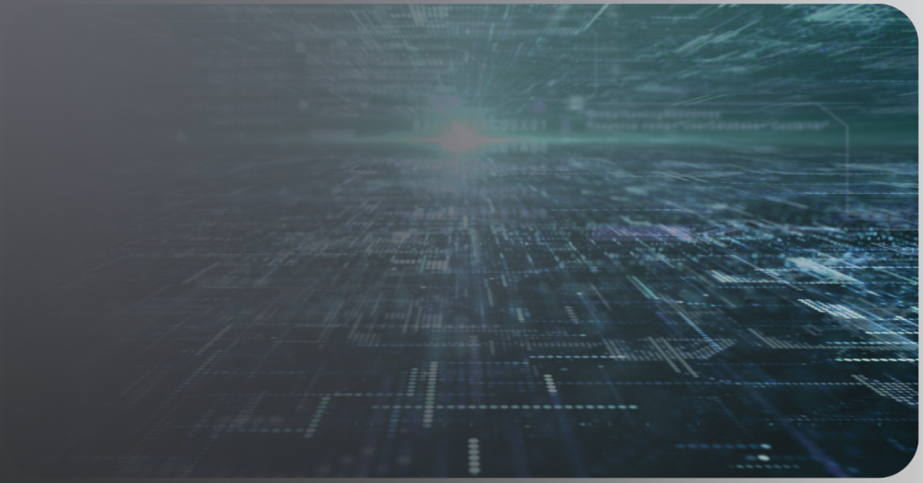 Digital abstract background showing a network of interconnected lines and data points with a glowing light in the distance.