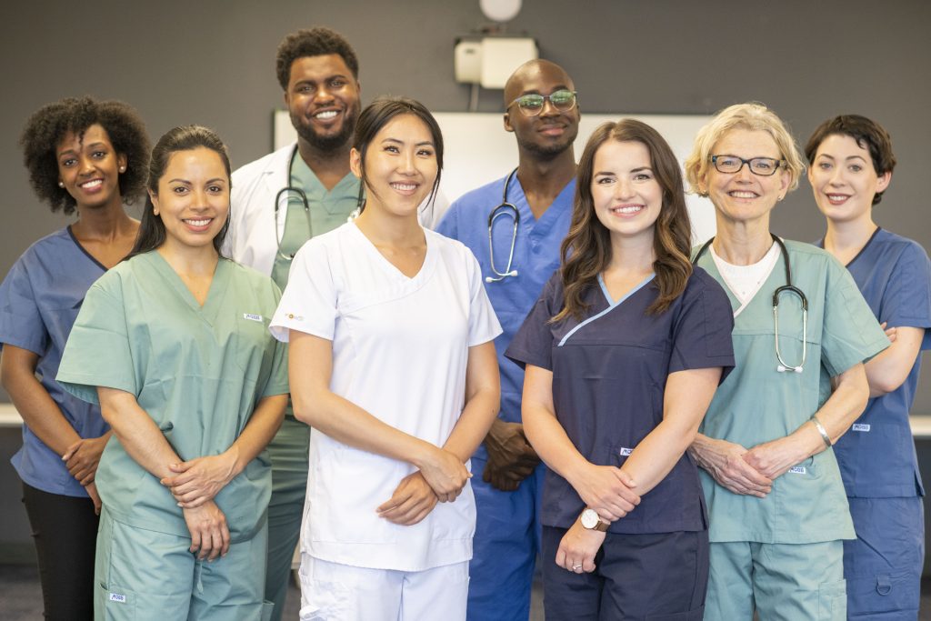 nursing staff standing together at their job in Canada
