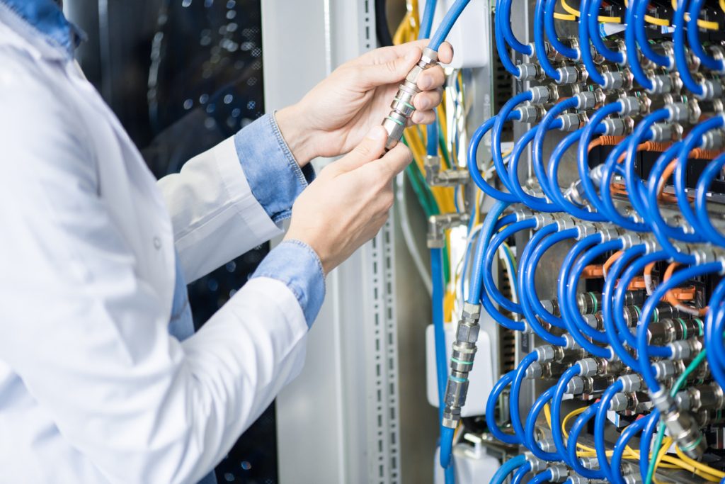 System Administrator Working at Server Room