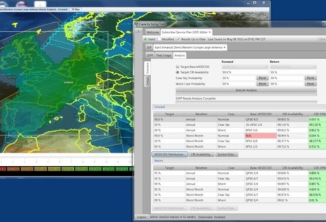 A computer screen displays a weather monitoring application with a map of Europe, showing various data and forecast statistics in an adjacent window.