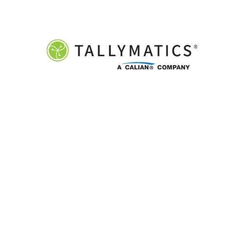 Logo de Tallymatics, représentant un emblème circulaire vert stylisé avec un marqueur de localisation, à côté du texte « Tallymatics » et du slogan « A Calian Company ».