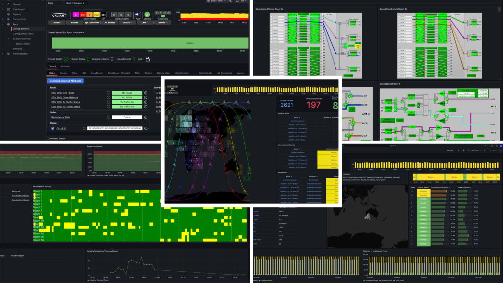 A collage of various data dashboards showcasing charts, graphs, and tables with predominantly green, yellow, and black color schemes, displaying detailed data metrics and visualized information.