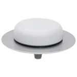 White mushroom-shaped smoke alarm with a round, flat base.