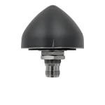 A dome-shaped, black GPS antenna with a metal base and visible connector.