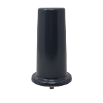 A dark, cylindrical object with a wider base and a narrow top, resembling an antenna or similar mechanical part, against a plain background.