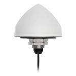 Image of a white dome-shaped GPS antenna with a black cable at the bottom.