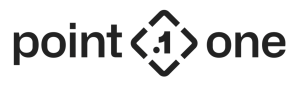 Logo with the text 'point one' separated by a diamond-shaped symbol containing '.1' inside angle brackets.