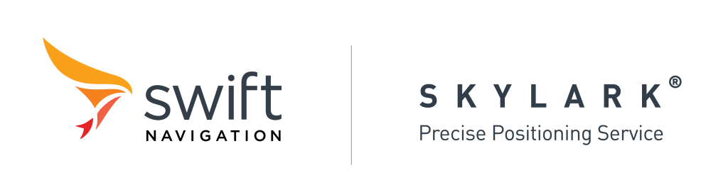 Swift logo with a stylized bird icon on the left and text reading "SKYLARK Precise Positioning Service" on the right, separated by a vertical line.