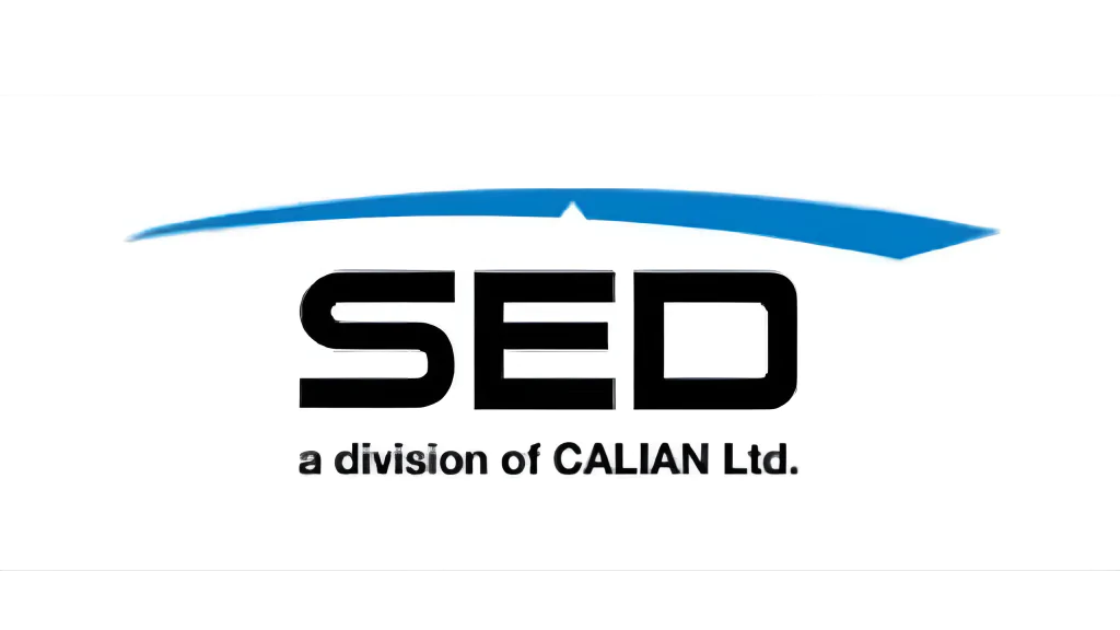 SED logo with a blue curved line above the bold letters "SED" and the text "a division of CALIAN Ltd." underneath on a white background.
