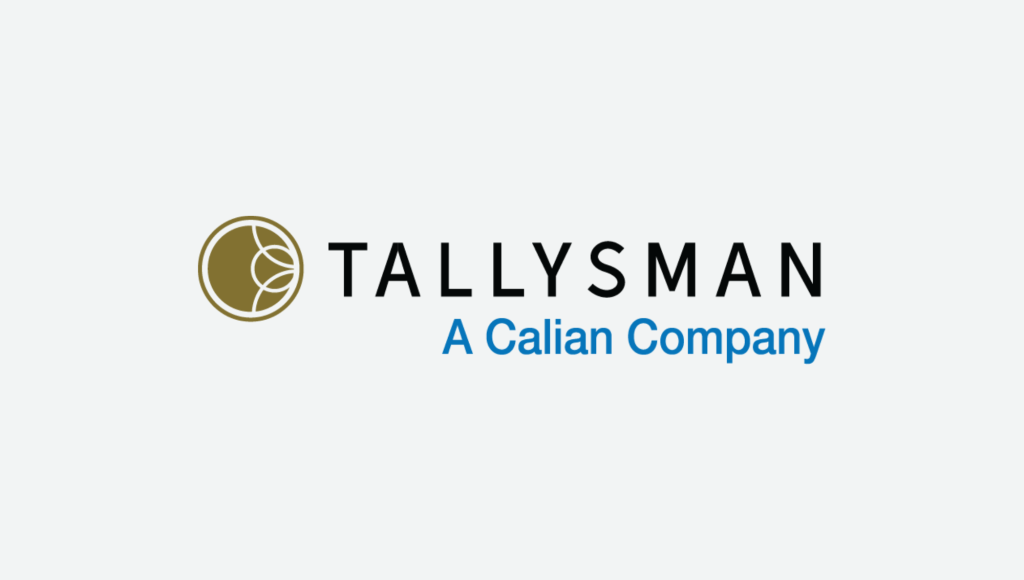 Tall gold circular logo next to the word "TALLYSMAN" in black, with "A Calian Company" written below in blue on a white background.