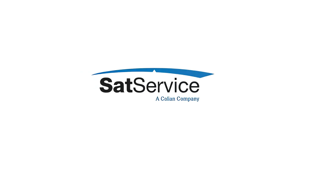 SatService logo with a blue curved line above the text "SatService" and the tagline "A Celian Company" below the word "Service" on a white background.