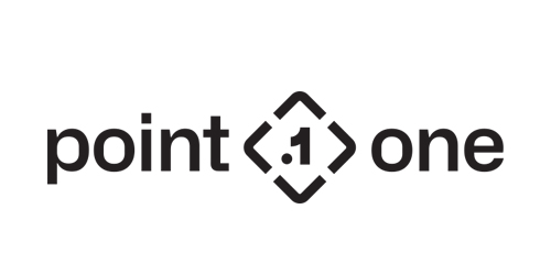 The image shows the words "point" and "one" in black text, separated by a stylized diamond shape containing ".1" in the center.