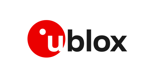 U-blox logo featuring a large red circle with a white lowercase "u" inside, followed by the word "blox" in bold black text.