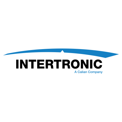 Logo of intertronic, a calian company, with a stylized blue swoosh above the text.
