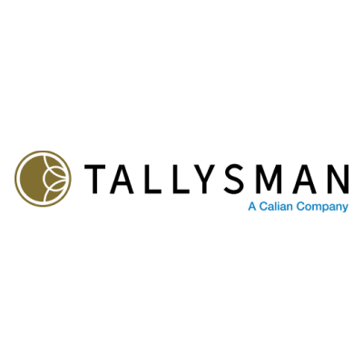 Logo of tallysman, a calian company, featuring an abstract circular design next to the company name.